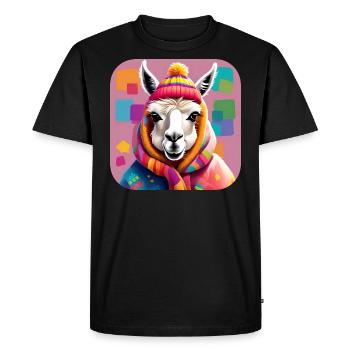 Lama d’hiver cool et confortable - T-shirt Premium bio Homme - noir - Devant - Nico (187cm)