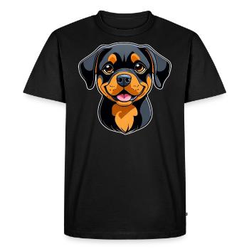 Rottweiler mignon dans un style comique - T-shirt Premium bio Homme - noir - Devant - Nico (187cm)