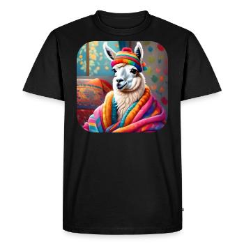 Lama d’hiver cool et confortable - T-shirt Premium bio Homme - noir - Devant - Nico (187cm)