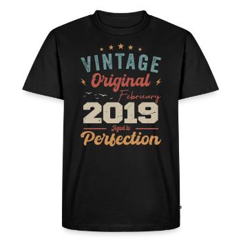Né en février 2019 millésime 2019 anniversaire - T-shirt Premium bio Homme - noir - Devant - Nico (187cm)