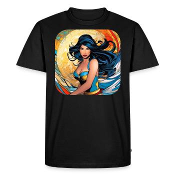 Super-héroïne - T-shirt Premium bio Homme - noir - Devant - Nico (187cm)