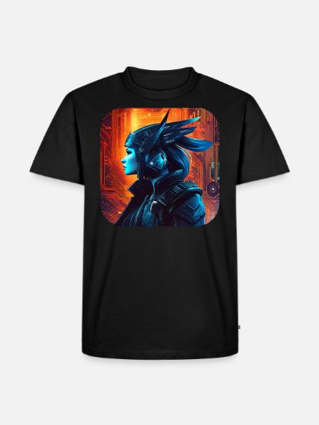 Stolze Cyberspace Wikingerin - Männer Premium Bio T-Shirt - Schwarz
