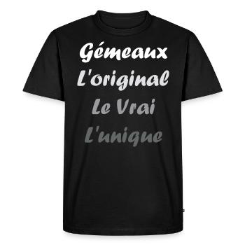 gémeaux - T-shirt Premium bio Homme - noir - Devant - Nico (187cm)