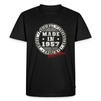 Retro Patch Vintage 1957 Birthday Gift - Men's Premium Organic T-Shirt - black - Front - Nico (187cm)