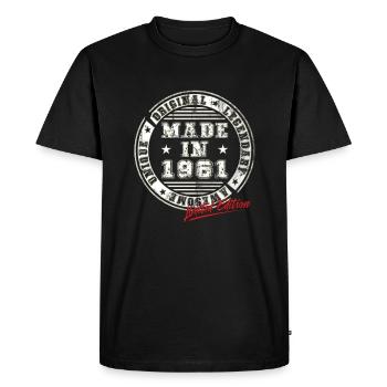Retro Patch Vintage 1961 Birthday Gift - Men's Premium Organic T-Shirt - black - Front - Nico (187cm)