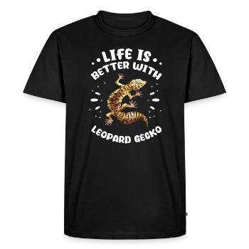Gecko salamandre lézard Reptile cadeau - T-shirt Premium bio Homme - noir - Devant - Nico (187cm)