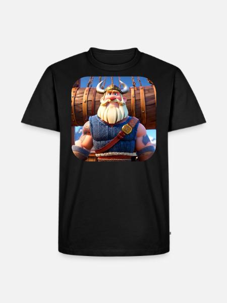 Niedliches Wikinger im Comic Style - Männer Premium Bio T-Shirt - Schwarz