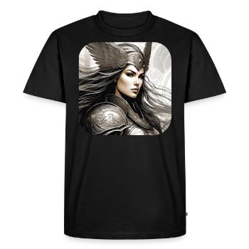 Proud Viking Germanin Shieldmaiden - Men's Premium Organic T-Shirt - black - Front - Nico (187cm)