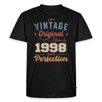 Mars 1998 Vintage Né Vintage Anniversaire - T-shirt Premium bio Homme - noir - Devant - Nico (187cm)