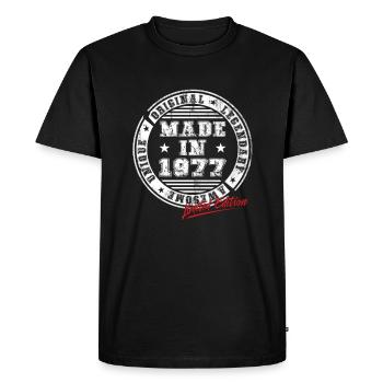 Retro Patch Vintage 1977 Birthday Gift - Men's Premium Organic T-Shirt - black - Front - Nico (187cm)