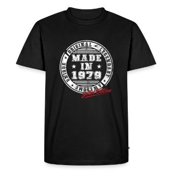 Retro Patch Vintage 1979 Birthday Gift - Men's Premium Organic T-Shirt - black - Front - Nico (187cm)