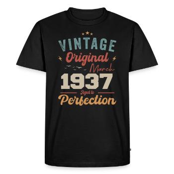 Mars 1937 Vintage Born Vintage Anniversaire - T-shirt Premium bio Homme - noir - Devant - Nico (187cm)