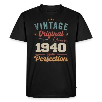 Mars 1940 ' s Vintage né Vintage anniversaire - T-shirt Premium bio Homme - noir - Devant - Nico (187cm)
