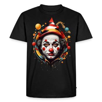 CLOWN’S DREAM: A SURREAL DANCE OF NATURE AND ART - Men's Premium Organic T-Shirt - black - Front - Nico (187cm)