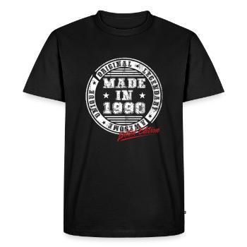 Retro Patch Vintage 1990's Birthday Gift - Men's Premium Organic T-Shirt - black - Front - Nico (187cm)