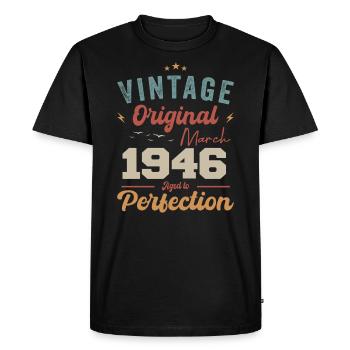 March 1946 Vintage Born Vintage Birthday - Men's Premium Organic T-Shirt - black - Front - Nico (187cm)