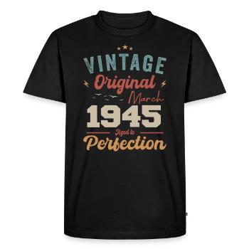 March 1945 Vintage Born Vintage Birthday - Men's Premium Organic T-Shirt - black - Front - Nico (187cm)