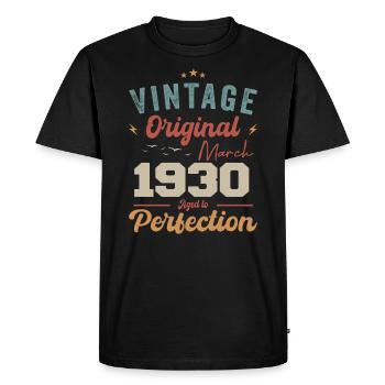 Mars 1930 ' s Vintage né Vintage anniversaire - T-shirt Premium bio Homme - noir - Devant - Nico (187cm)