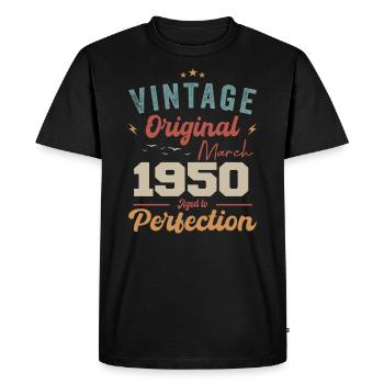 Mars 1950 ' s Vintage né Vintage anniversaire - T-shirt Premium bio Homme - noir - Devant - Nico (187cm)