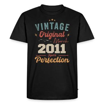 Mars 2011 Vintage Born Vintage Anniversaire - T-shirt Premium bio Homme - noir - Devant - Nico (187cm)