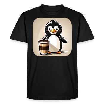 Cute penguin with coffee I - Men's Premium Organic T-Shirt - black - Front - Nico (187cm)