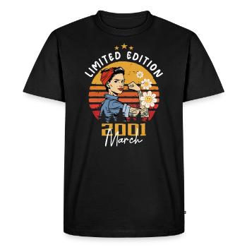 Women born in March 2001 Born in 2001 Birthday 2001 - Men's Premium Organic T-Shirt - black - Front - Nico (187cm)