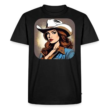 Cool Western Girl - Men's Premium Organic T-Shirt - black - Front - Nico (187cm)