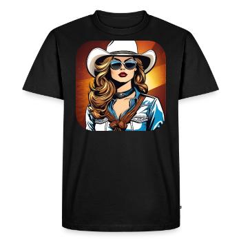 Cool Western Girl - Men's Premium Organic T-Shirt - black - Front - Nico (187cm)