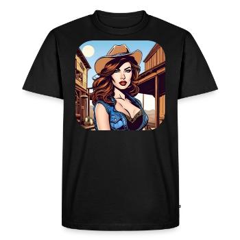 Cool Western Girl - Men's Premium Organic T-Shirt - black - Front - Nico (187cm)