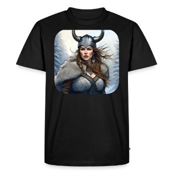 Proud Viking Germanin Shieldmaiden - Men's Premium Organic T-Shirt - black - Front - Nico (187cm)