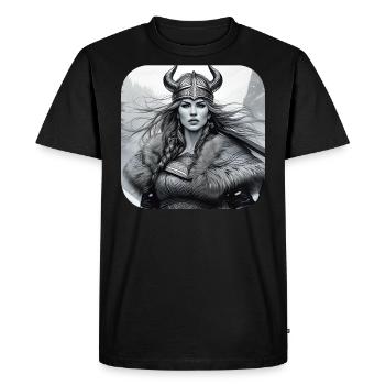Proud Viking Germanin Shieldmaiden - Men's Premium Organic T-Shirt - black - Front - Nico (187cm)