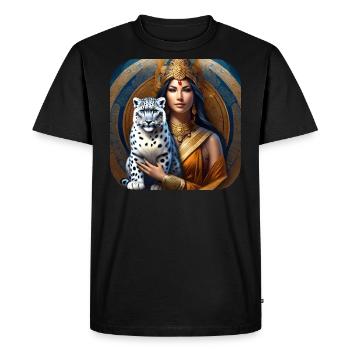 Mystic Shaman with Snow Leopard - Men's Premium Organic T-Shirt - black - Front - Nico (187cm)