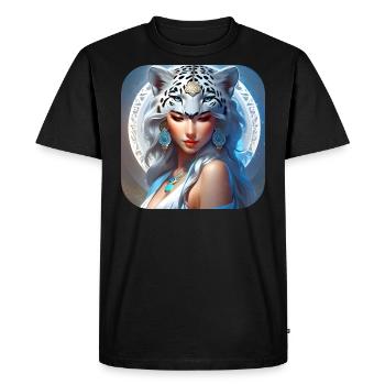 Animal mystique Chaman Léopard des neiges - T-shirt Premium bio Homme - noir - Devant - Nico (187cm)