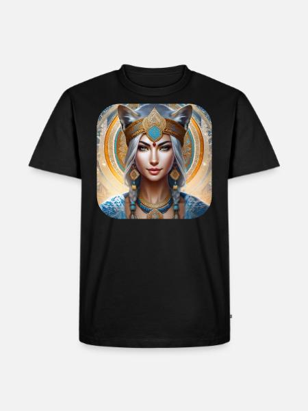 Mystische Tier Schamanin - Männer Premium Bio T-Shirt - Schwarz