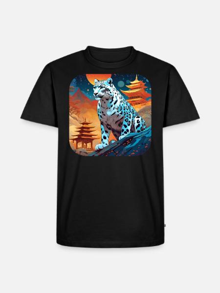 Mystical Motif Mysterious Snow Leopard - Men's Premium Organic T-Shirt - black