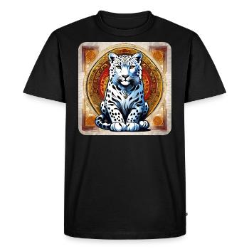 Mystical Motif Mysterious Snow Leopard - Men's Premium Organic T-Shirt - black - Front - Nico (187cm)