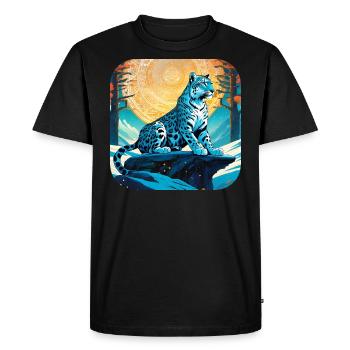 Motif mystique Mystérieux léopard des neiges - T-shirt Premium bio Homme - noir - Devant - Nico (187cm)