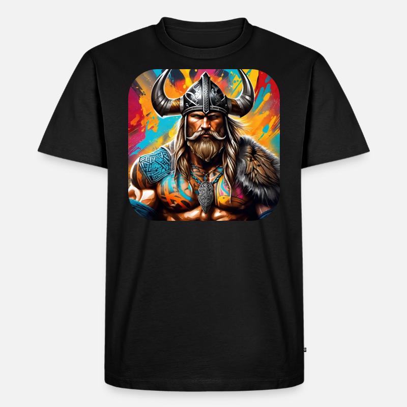 Stolzer Wikinger Krieger Germane - Männer Premium Bio T-Shirt - Schwarz
