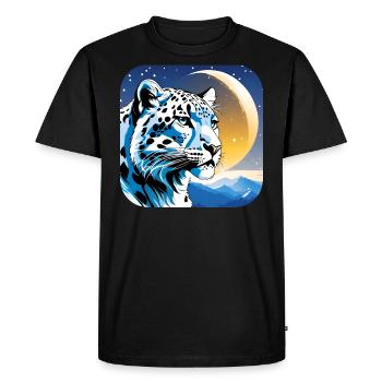 Motif mystique Mystérieux léopard des neiges - T-shirt Premium bio Homme - noir - Devant - Nico (187cm)
