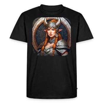 Proud Viking Germanin Shieldmaiden - Men's Premium Organic T-Shirt - black - Front - Nico (187cm)