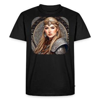 Proud Viking Germanin Shieldmaiden - Men's Premium Organic T-Shirt - black - Front - Nico (187cm)