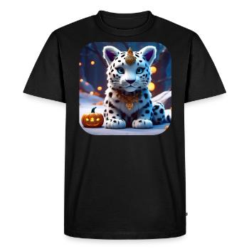 Cute Snow Leopard - Men's Premium Organic T-Shirt - black - Front - Nico (187cm)