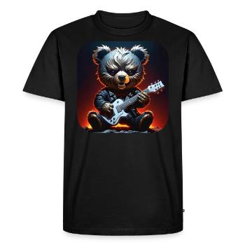 Ours en peluche Heavy Metal avec guitare électrique - T-shirt Premium bio Homme - noir - Devant - Nico (187cm)