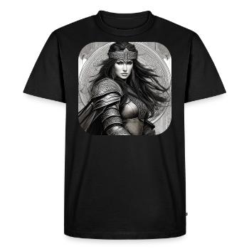 Proud Viking Germanin Shieldmaiden - Men's Premium Organic T-Shirt - black - Front - Nico (187cm)