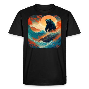 Proud bear in retro style - Men's Premium Organic T-Shirt - black - Front - Nico (187cm)