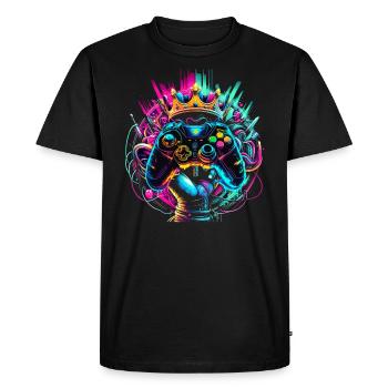 Elite Gaming Held Controller & Krone - Männer Premium Bio T-Shirt - Schwarz - Vorne - Nico (187cm)