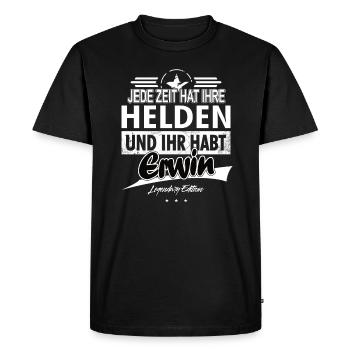 Every era has its heroes You have Erwin - Men's Premium Organic T-Shirt - black - Front - Nico (187cm)