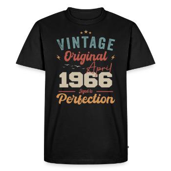 Vintage Geboren im April 1966 Geburtstagsgeschenk - Männer Premium Bio T-Shirt - Schwarz - Vorne - Nico (187cm)