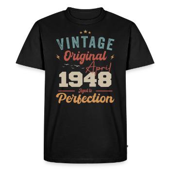 Vintage Born In April 1948 Birthday Gift - Men's Premium Organic T-Shirt - black - Front - Nico (187cm)