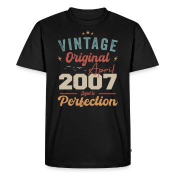 Vintage né en avril 2007 cadeau d’anniversaire - T-shirt Premium bio Homme - noir - Devant - Nico (187cm)